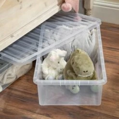 B&M Jumbo Underbed Storage Box With Lid 42L - Clear -Quality Home Store 257918 42l jumbo underbed storage box with lid clear 4