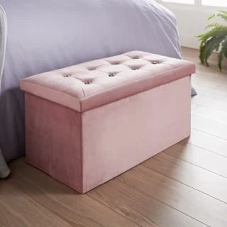 B&M Suede Storage Ottoman - Blush 3 B&M Suede Storage Ottoman - Blush