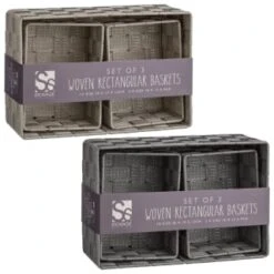 B&M Woven Storage Baskets 3pk - Silver -Quality Home Store 365979 365978 3pk woven baskets group