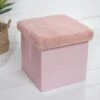 B&M Foldable Fur Seat - Blush 2 B&M Foldable Fur Seat - Blush -Quality Home Store 366014 blush faux fur foldable seat ottoman