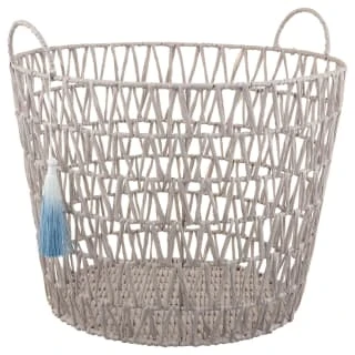 B&M Storage Basket With Tassel - Grey 3 B&M Storage Basket With Tassel - Grey