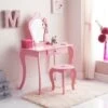 B&M Amelia Vanity Set With Stool & Mirror -Quality Home Store 375844 amelia vanity set pink