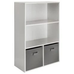 Lokken Bookcase - White -Quality Home Store 376507 lokken bookcase 2 basket white 1