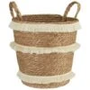 B&M Fringe Stripe Wicker Basket -Quality Home Store 395929 fringe stripe wicker basket