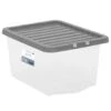 B&M Clear Storage Box With Lid 30L - Grey -Quality Home Store 258020 30l storage box with lid grey 2
