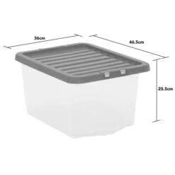 B&M Clear Storage Box With Lid 30L - Grey -Quality Home Store 258020 30l storage box with lid grey 3