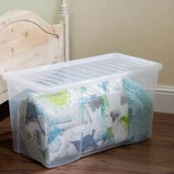 B&M Large Storage Box With Lid 110L - Clear 8 B&M Large Storage Box With Lid 110L - Clear -Quality Home Store 284861 110l storage box with lid clear 4