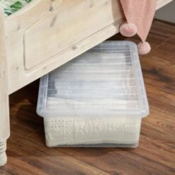B&M Underbed Clear Storage Box With Lid 32L - Clear -Quality Home Store 314173 32l underbed storage box with lid clear 4