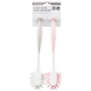 B&M Suction Dish Brushes 2pk - Grey & Blush 3 B&M Suction Dish Brushes 2pk - Grey & Blush