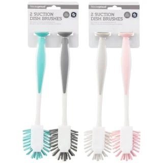 B&M Suction Dish Brushes 2pk - Grey & Blush 4 B&M Suction Dish Brushes 2pk - Grey & Blush - Image 2