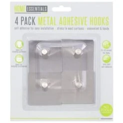 B&M Metal Adhesive Hooks 4pk - Square -Quality Home Store 332165 metal hooks 4pk square