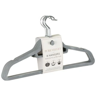 B&M Pure Velvet Hangers 8pk - Grey 3 B&M Pure Velvet Hangers 8pk - Grey
