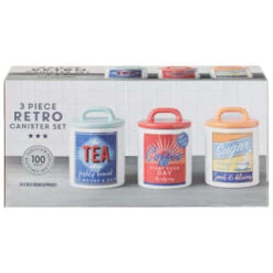 B&M Retro Canister Set 3pc -Quality Home Store 356953 storage canisters retro tea coffee sugar main