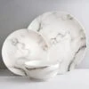 B&M White Marble Effect Dinner Set 12pc