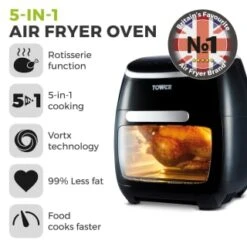 Tower 5-in-1 Air Fryer Oven 11L -Quality Home Store 357961 tower 5 in 1 air fryer oven 11l 12