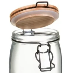 B&M Medium Bamboo Clip Lock Glass Jar -Quality Home Store 369503 medium glass clip lock jar with bamboo lid 2