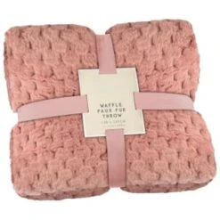 Heritage Collection Waffle Faux Fur Throw - Blush