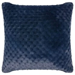 B&M Waffle Faux Fur Cushion - Navy