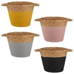 B&M Small Two Tone Wicker Basket - Pink -Quality Home Store 374392 374395 374393 374394 small two tone basket group 1