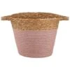 B&M Small Two Tone Wicker Basket - Pink