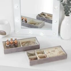 B&M Velvet Storage Organiser 2pk - Grey