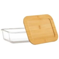 B&M Rectangular Glass Food Containers With Bamboo Lids 2pk -Quality Home Store 376824 2pk regular glass food containers