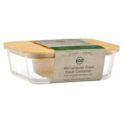 B&M Rectangular Glass Food Container With Bamboo Lid -Quality Home Store 378623 regular glass food container 3