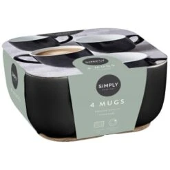 Simply Everyday Gloss Mugs 4pk - Black -Quality Home Store 380121 4pk simply everyday mugs black 2