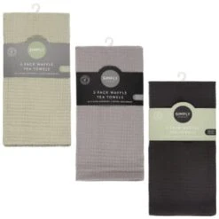 Simply Everyday Waffle Tea Towels 3pk - Grey -Quality Home Store 380223 380224 380225 3pk simply everyday waffle teal towels main