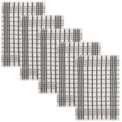 B&M Essentials Check Tea Towels - Black 5pk -Quality Home Store 380235 5pk check tea towels black 2
