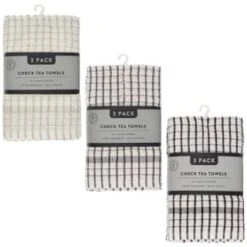 B&M Check Tea Towels - Sage 3pk -Quality Home Store 380305 380307 380309 3pk check tea towels main 1