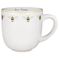 B&M Bee Happy Printed Mugs - 4pk -Quality Home Store 380506 4pk printed mugs bee happy white