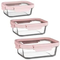 B&M Pink Glass Food Container - Small -Quality Home Store 380659 380660 380661 glass food container pink large 2