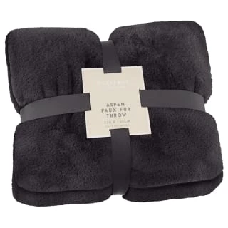 Heritage Collection Aspen Faux Fur Throw - Charcoal 3 Heritage Collection Aspen Faux Fur Throw - Charcoal