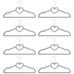 B&M Velvet Heart Shaped Hangers 8pk - Grey -Quality Home Store 383671 8pk velvet shaped hangers hearts grey
