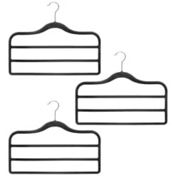 B&M Velvet Trouser Hangers 3pk - Black -Quality Home Store 383688 3pk pure velvet trouser hangers black