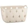 Diamond Embossed Cream Storage Basket - Medium -Quality Home Store 384968 diamond embossed storage basket cream medium