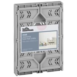 Midi Stacking Fold Flat Crate 30.6 X 20.5 X 12.6cm - Grey -Quality Home Store 384970 home essentials midi stacking fold flat crate grey