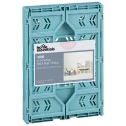 Midi Stacking Fold Flat Crate 30.6 X 20.5 X 12.6cm - Teal -Quality Home Store 384975 home essentials midi stacking fold flat crate soft teal