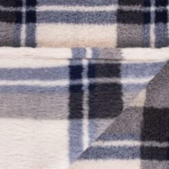 Simply Everyday Check Sherpa Throw - Navy -Quality Home Store 388694 navy check sherpa throw 4