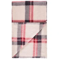 Simply Everyday Check Sherpa Throw - Red -Quality Home Store 388703 red check sherpa throw 3