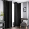 B&M Oxford Black Black Out Curtains With Eyelets 66 X 90" -Quality Home Store 388922 388923 388924 388925 388927 oxford black black out curtain with eyelets 1