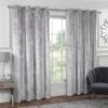 B&M Versailles Silver Crushed Velvet Fully Lined Curtains 66 X 72"