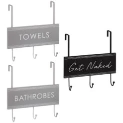 B&M Over The Door Bathroom Plaque - Bathrobes -Quality Home Store 389254 overdoor bathroom plaque 3 hook main