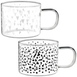B&M Printed Glass Mug - Hearts -Quality Home Store 390185 printed glass mug group