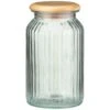 B&M Large Ribbed Glass Jar With Wooden Lid -Quality Home Store 394426 ribbed glass jar with wooden lid large 2