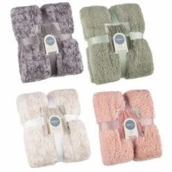 B&M Simply Two Tone Teddy Throw - Sage -Quality Home Store 394924 394926 394927 394928 simply plain teddy throw group 1