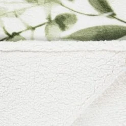 Winston Green Leaf Sherpa Throw -Quality Home Store 394948 winston leaf sherpa throw green 3