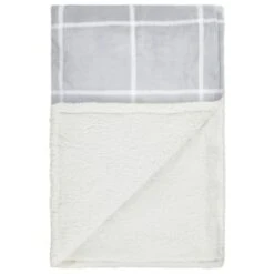 Winston Grey Check Sherpa Throw -Quality Home Store 394978 winston grey check sherpa throw