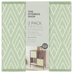 Lokken Printed Storage Cubes 2pk - Sage Diamond -Quality Home Store 395843 2pk printed lokken storage cubes sage diamond 2